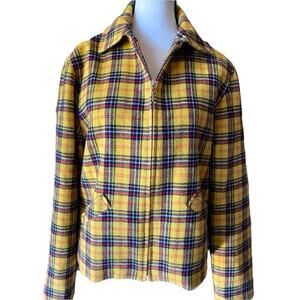 Braebrook Made in Ukraine Full Zip Yellow Plaid 2 pockets Size 8